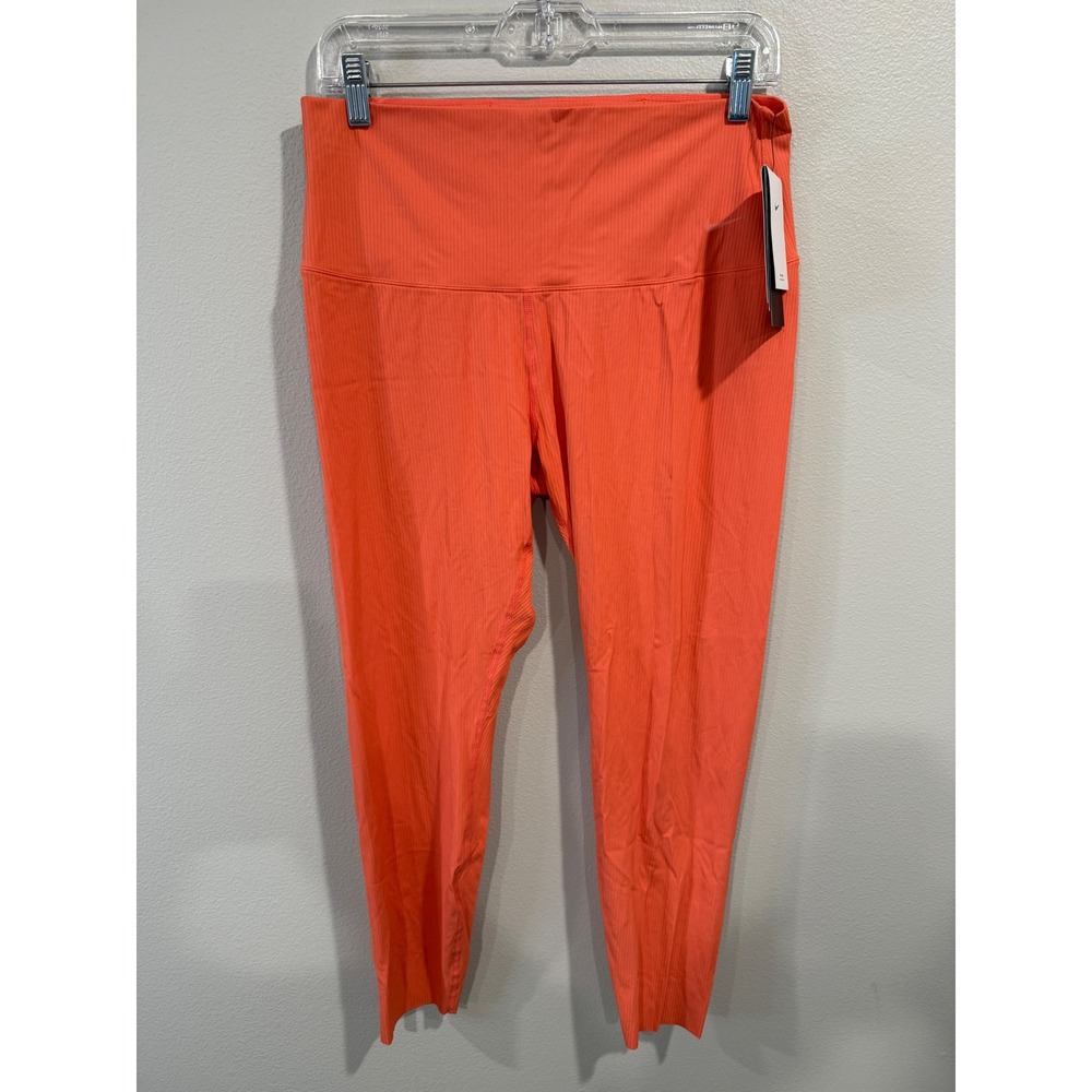 Nike Zenvy Dri-FIT Ribbed High Waisted Leggings Womens‎ XL Orange HF1443-814